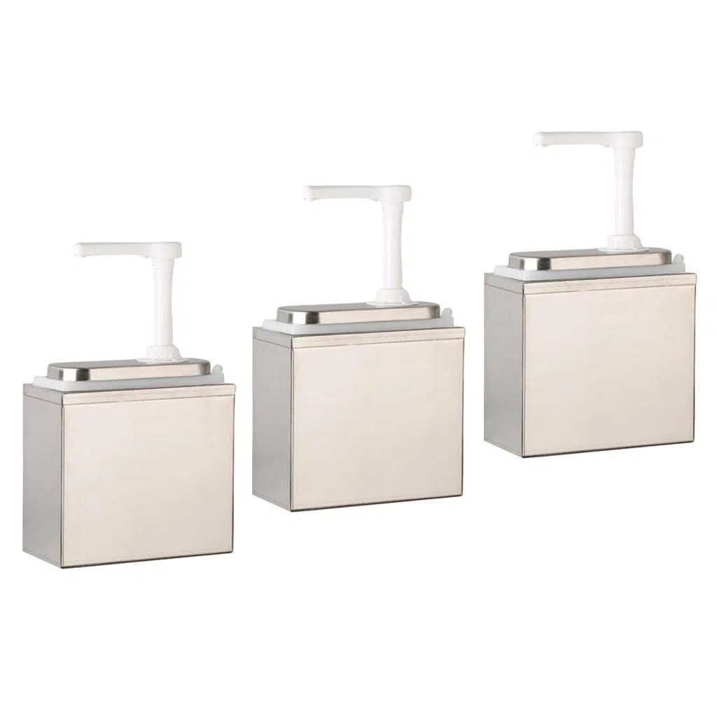 Lot de 3 distributeurs à pompe à sauce en acier inoxydable de 1 L pour comptoir ketchup vinaigre pour cuisine, restaurant, maison