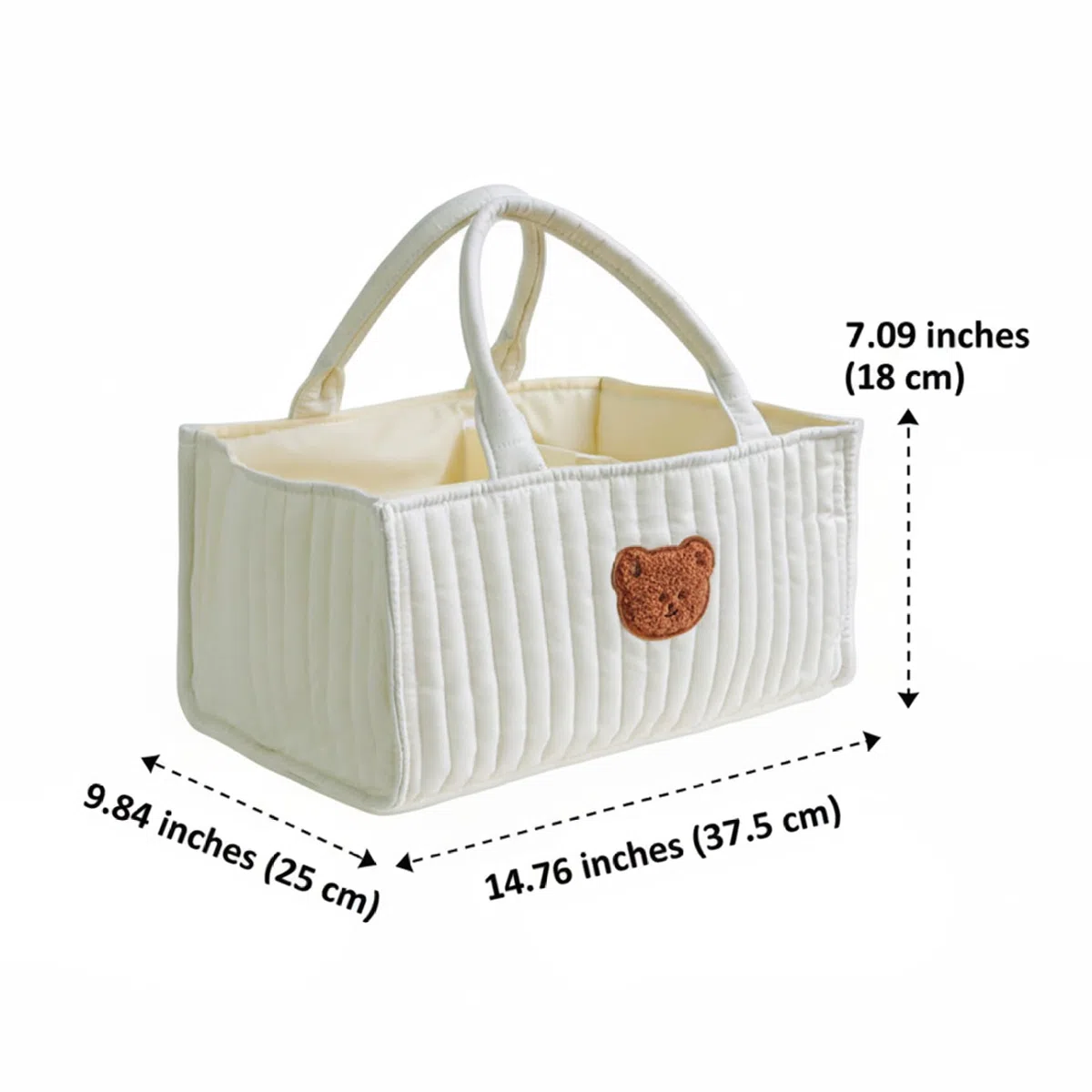 Panier à couches matelassé portable avec séparateurs amovibles et poignées pour la chambre de bébé, panier de rangement pour couches, lingettes, jouets et articles puériculture, à couc