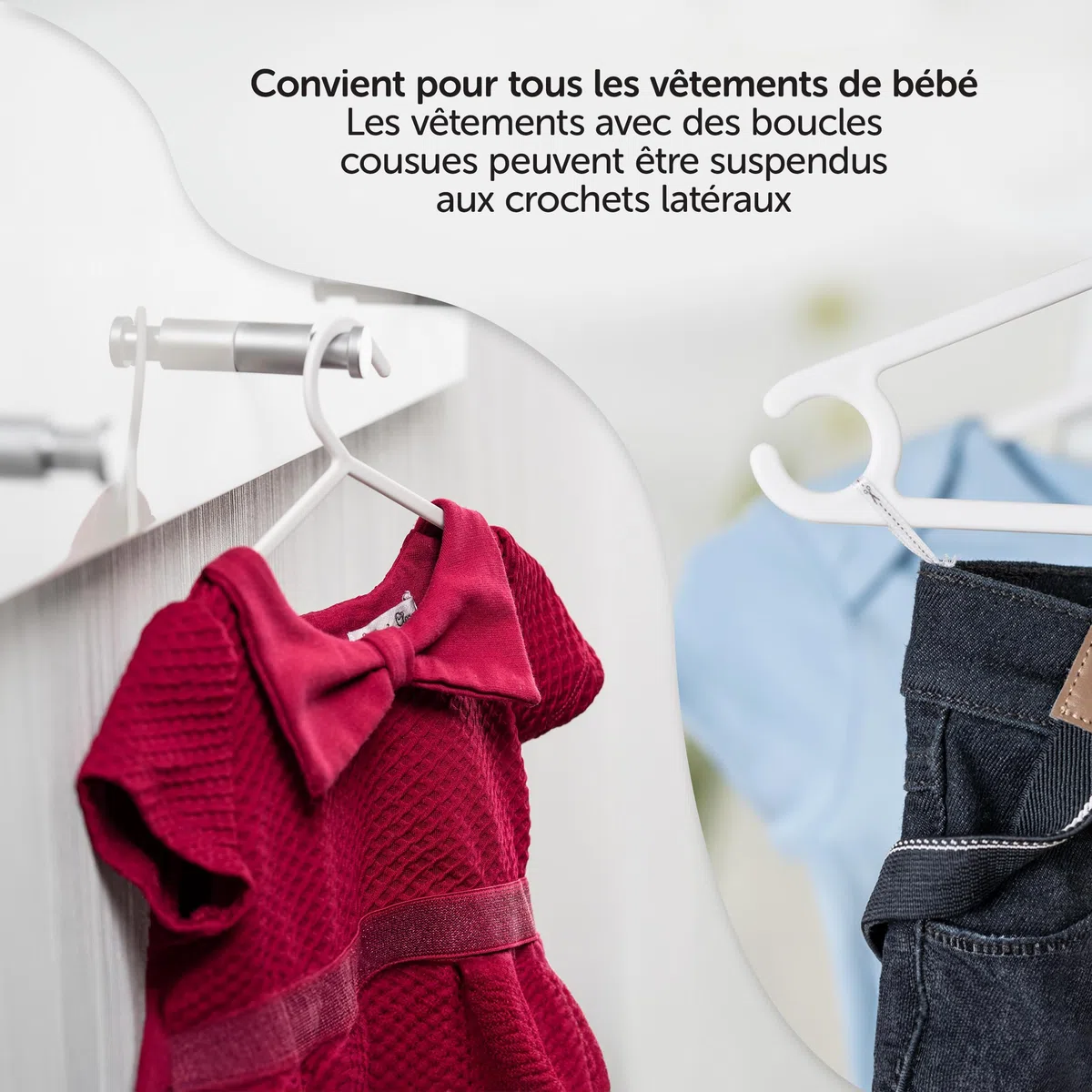 LaLoona - Lot Cintre Enfant Couleur (22 pièces) - Cintres Bebe Plastique Extra Fin pour Vêtements Bébés - Barre Pantalon Antidérapante - Bleu Vert Rose Blanc