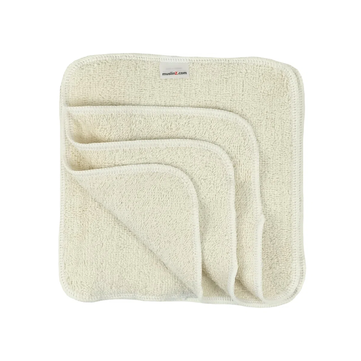 MuslinZ 12PK Essuie Bambou Coton Terry Wipes 20x20 cms Face Cloth Lavable Baby Wipes (Unbleached)...