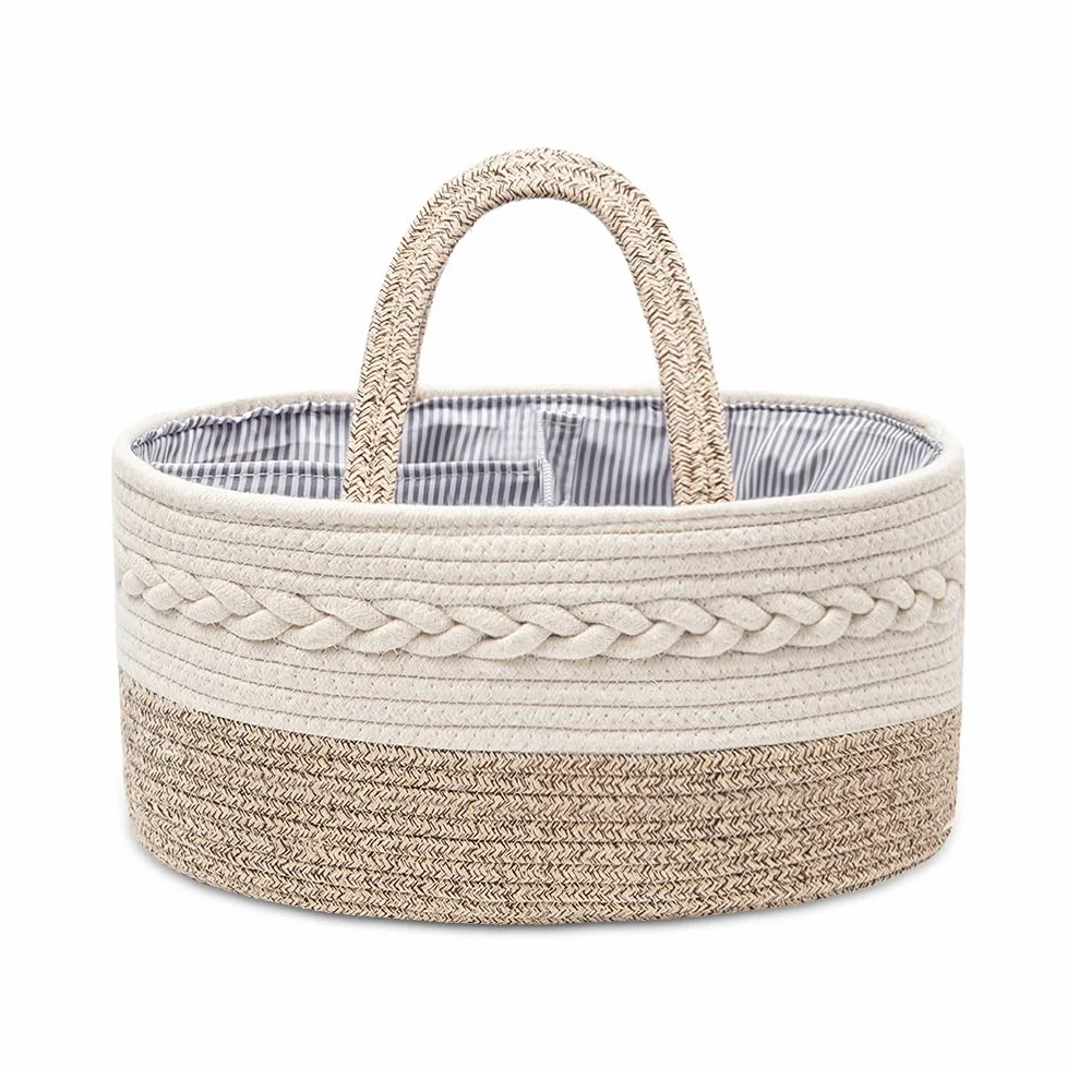 Angelkiss Boîte à couches multifonction pour bébé, sac à couches portable en plein air, sac de rangement en corde de coton, panier de rangement pour couches de bébé