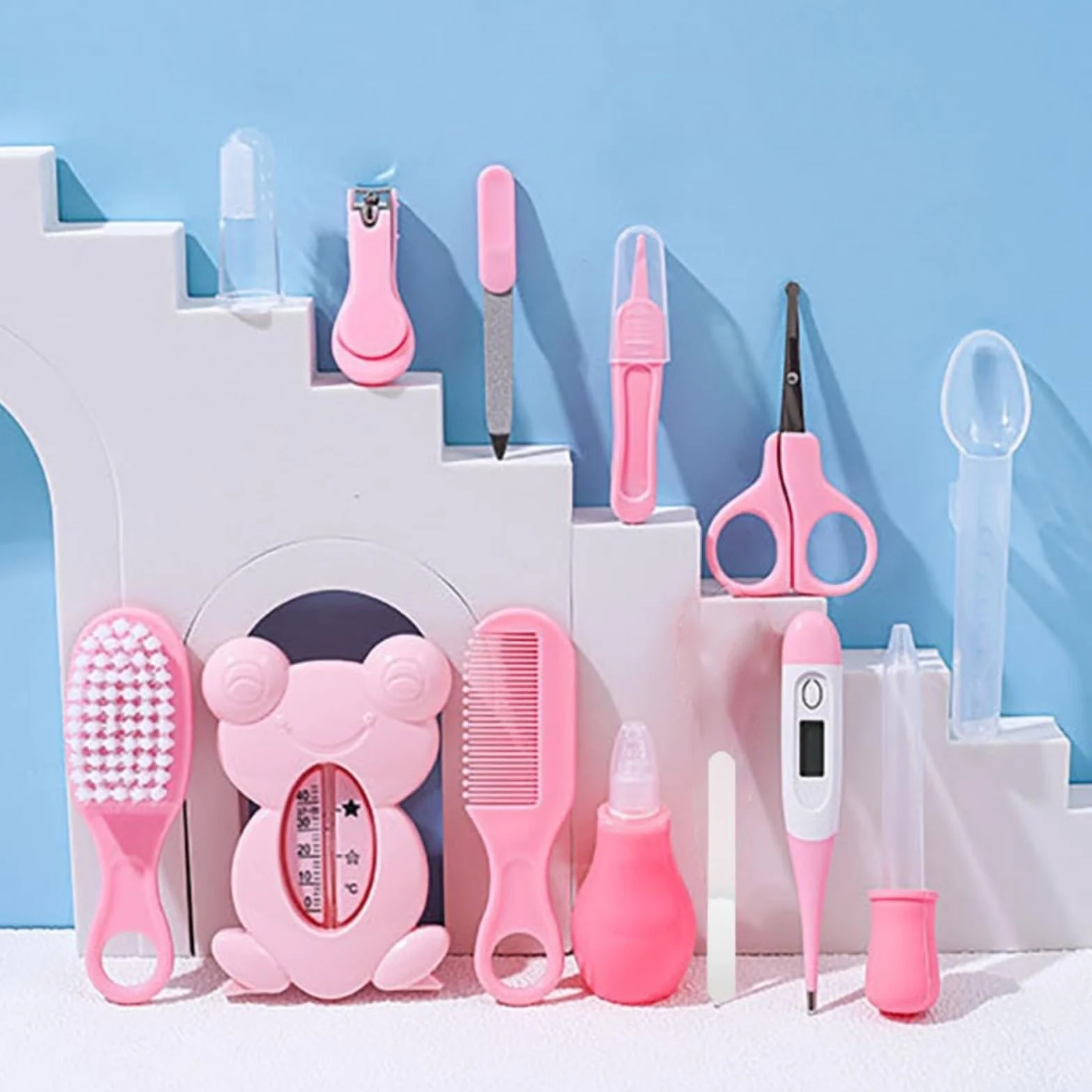 Trousse de Soin Bébé Naissance 13 en 1 – Kit Complet pour Nouveau-Né Fille Garçon (rose)