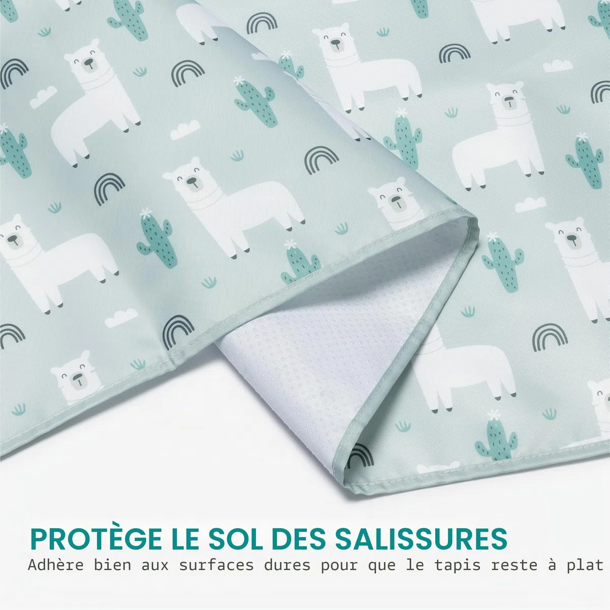 Navaris Tapis pour chaise haute bébé - Housse protection du sol 110 x 110 cm en polyester et silicone - Tapis impermeable bebe anti éclaboussures