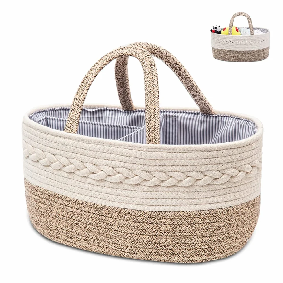 Angelkiss Boîte à couches multifonction pour bébé, sac à couches portable en plein air, sac de rangement en corde de coton, panier de rangement pour couches de bébé