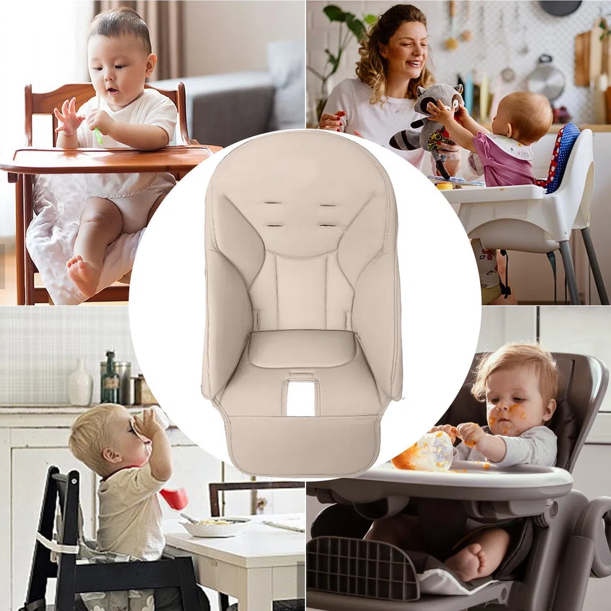 Chaise Haute en Cuir PU pour Bébé, Housse Chaise Haute Confortable et Respirante pour Les Enfants à Manger