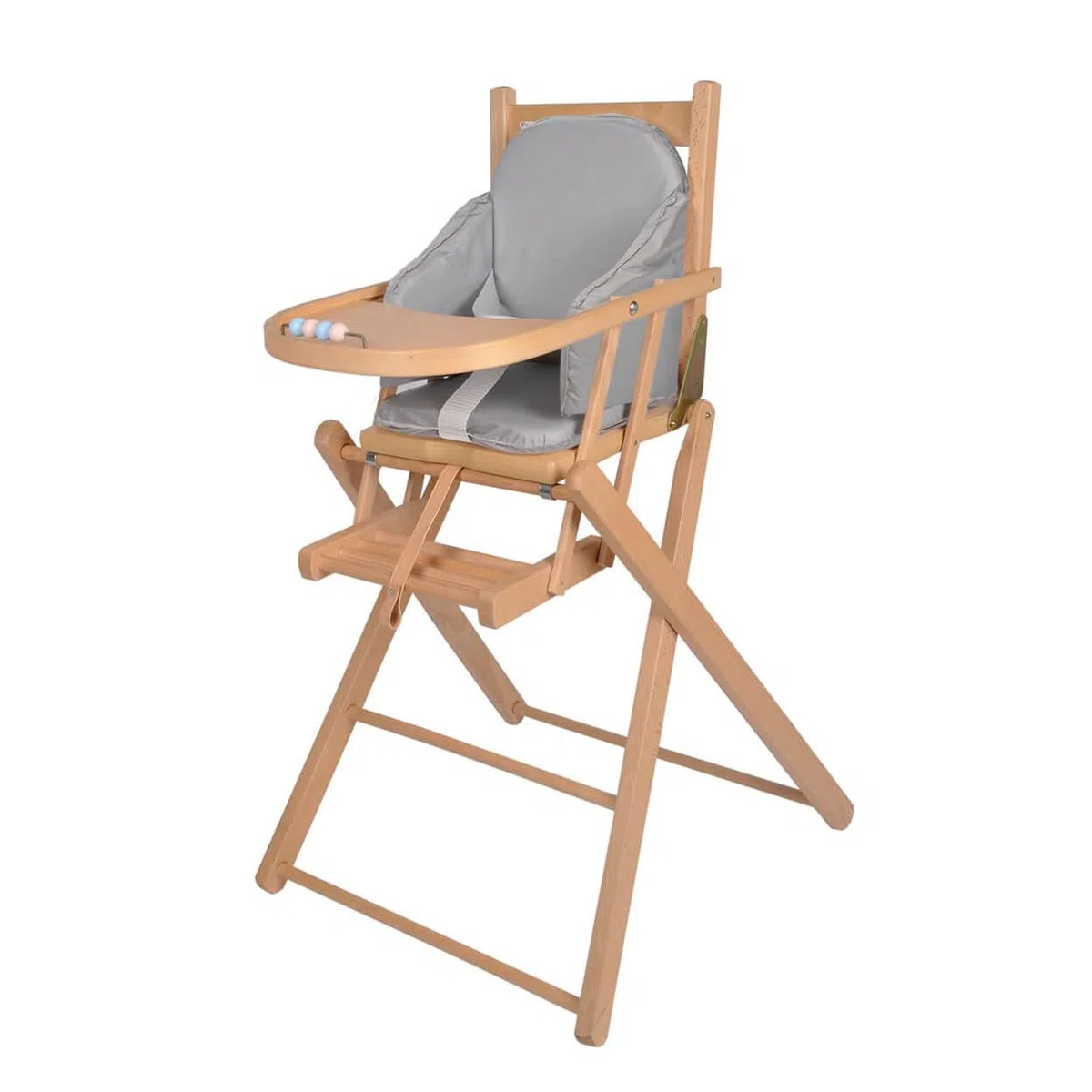 TINÉO - Coussin De Chaise Haute Bébé - PVC - Sangles De Sécurité - Facile à Laver - Fabriqué En France - 27x26x33cm (Gris)