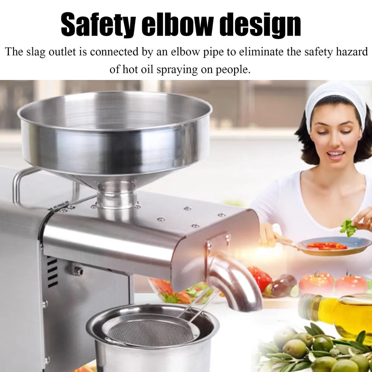 Presse à huile automatique commerciale de 1500 W, expulseur d'huile en acier inoxydable pour presse à froid/chaud, extracteur d'huile de qualité alimentaire (220 V)