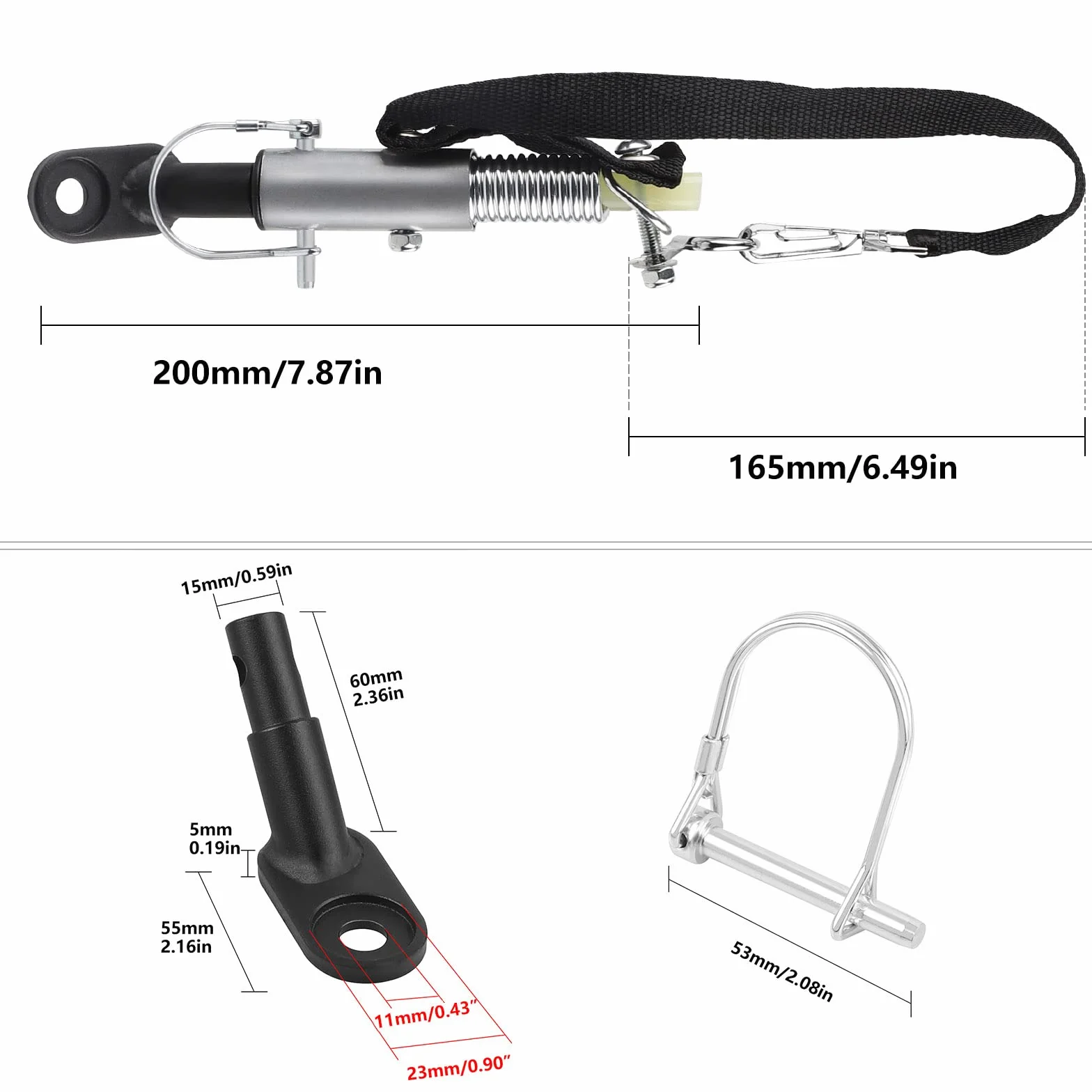 EXLECO Attelage Remorque Vélo Double Protection, 11mm Universel Coupleur D'attelage pour Remorque de Vélo, Connecteur d'Attelage de Remorque de Vélo pour Enfants et Chiens