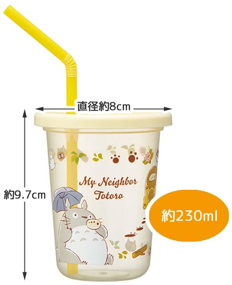 Skater SIH2ST-A Tumbler with Straw, 8.1 FL oz (230 ML), 3 Pieces, My Neighbor Totoro Cat Bus, Studio Ghibli, Made in Japan