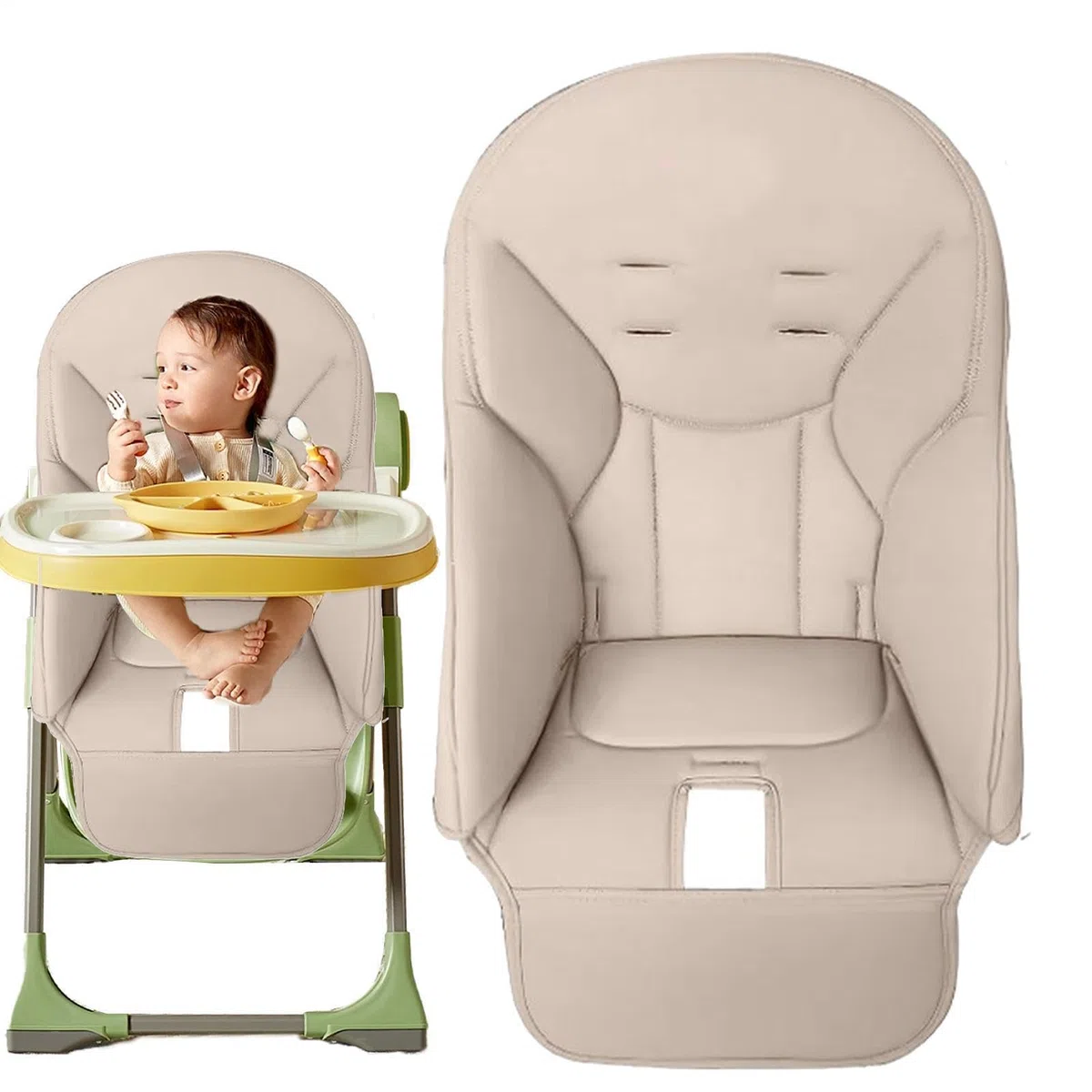 Chaise Haute en Cuir PU pour Bébé, Housse Chaise Haute Confortable et Respirante pour Les Enfants à Manger