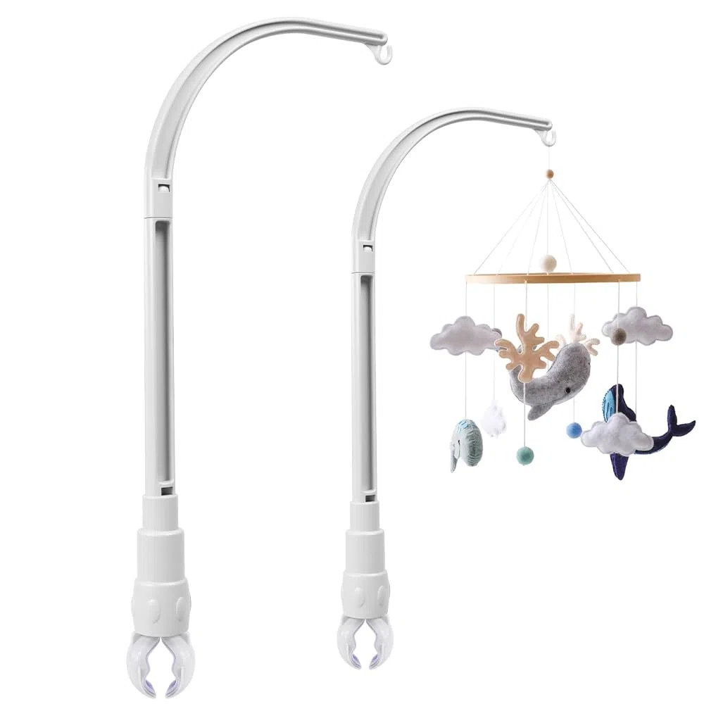 Support Mobile pour Lit Bébé | La Partie Griffe Peut être Ajustée en Largeur | Amovible et Inclinable | Adapté aux Lits d'enfants, Suspension Carillons éoliens Jouet pour Nouveau-né 0-12 Mois
