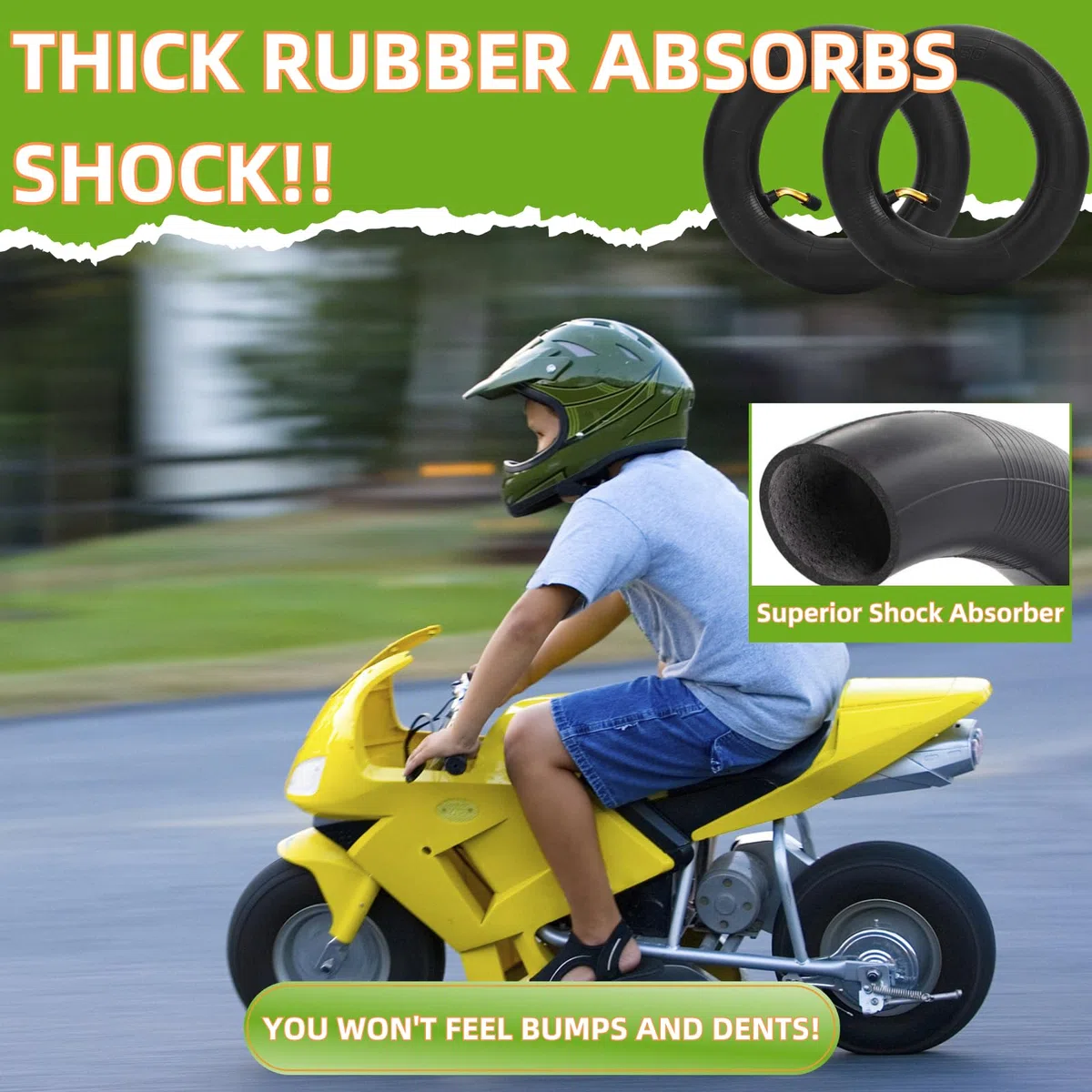 Lot de 2 chambre à air 200x50mm de pneu de scooter électrique pour Razor E100, E150, E175, E200, Power Core E100, Dune Buggy, ePunk, Crazy Cart, PowerRider 360, eSpark