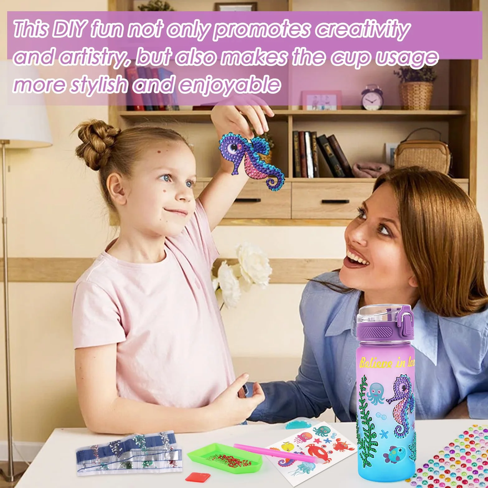 TNEDFOD Bouteille d'Eau Arts et Kits, Kit Décoration de Bouteille d'Eau pour Enfants 5-10 Ans