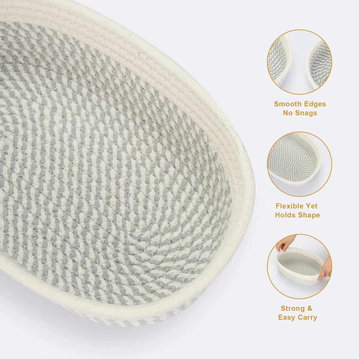 VINATO Panier de Rangement,Petit Panier Tressé, Lot de 3 Organisateur Salle de Bain Multifonctions (3 Tailles) - pour Salle de Bain, Cuisine, Chambre d'Enfants et Déco