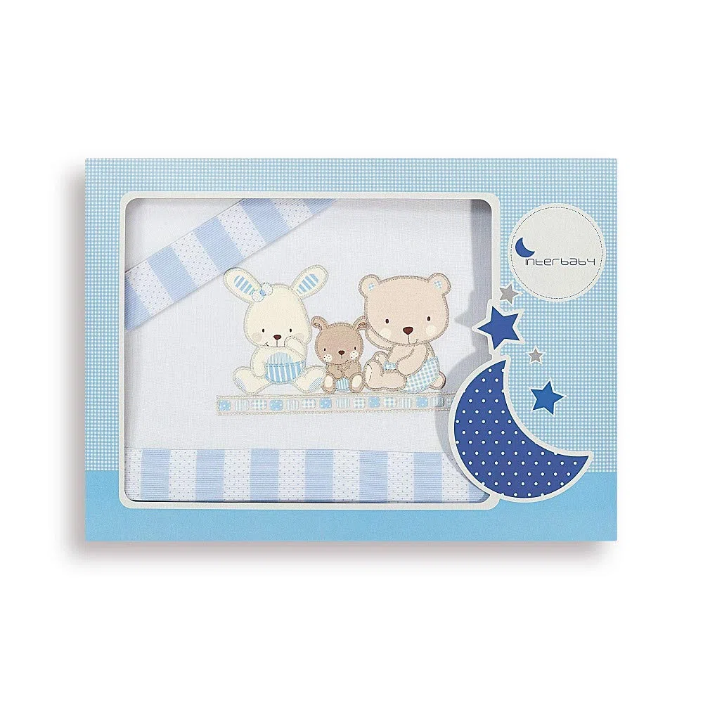 Interbaby Love - Juego de sábanas para cuna, color blanco/azul