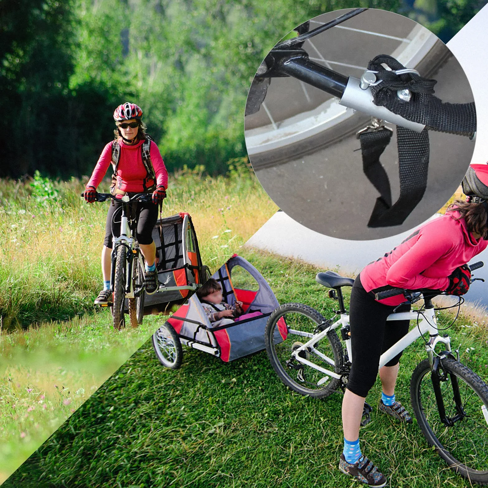 EXLECO Attelage Remorque Vélo Double Protection, 11mm Universel Coupleur D'attelage pour Remorque de Vélo, Connecteur d'Attelage de Remorque de Vélo pour Enfants et Chiens