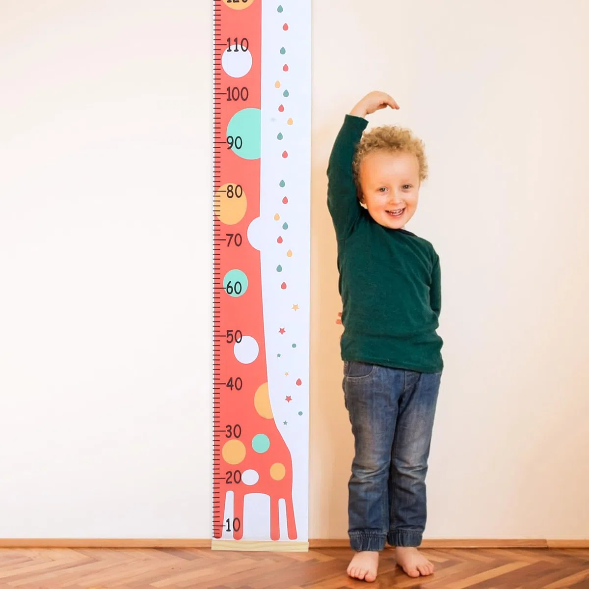 UKCOCO Règle Murale Confortable à Utiliser pour Garçon et Filles de Hauteur Design Animalier Cartoon en Bois et Toile pour Classe et Maternelle