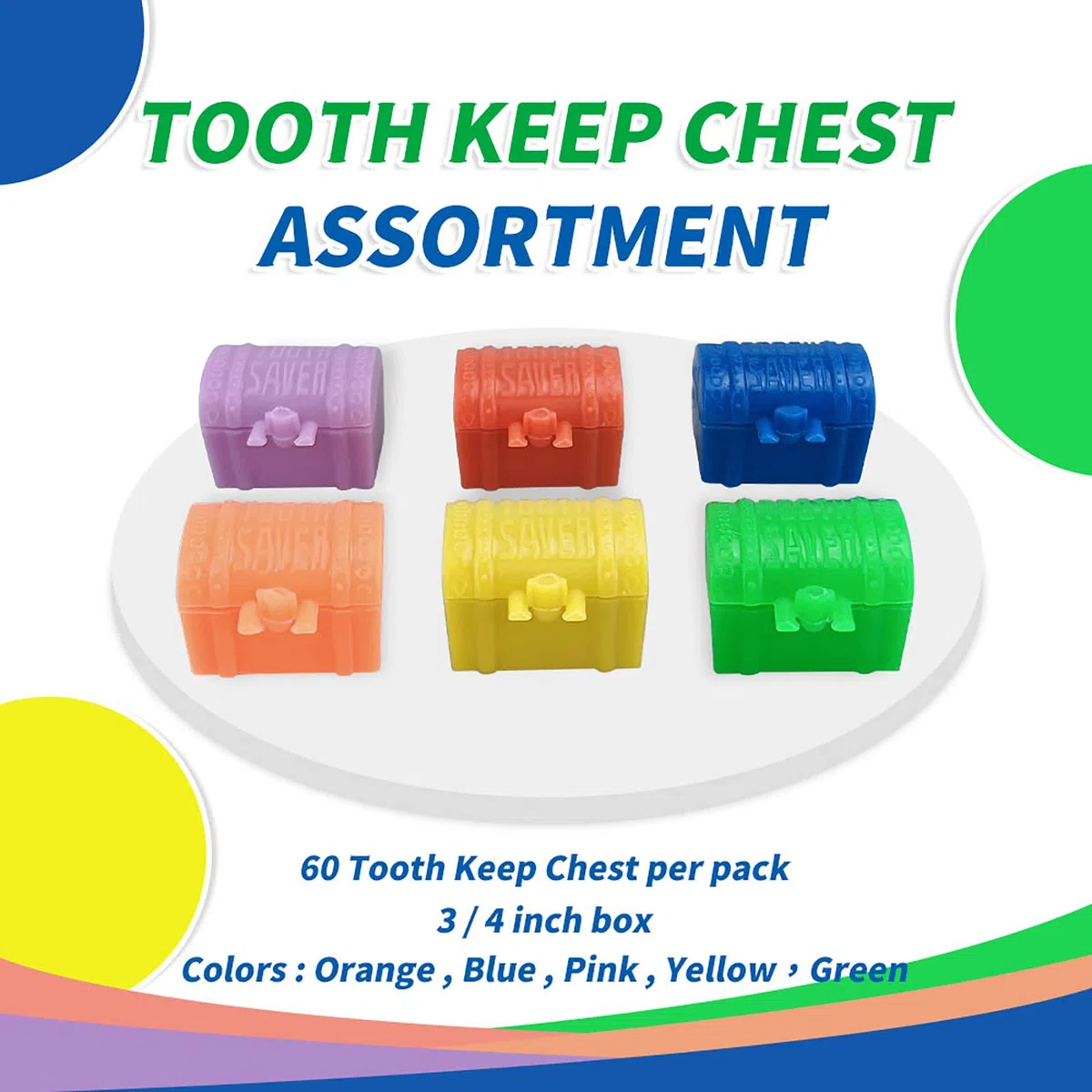 Lot de 50 boîtes de rangement pour dents de bébé, boîte de rangement pour dents de bébé, boîte à dents pour enfants, cadeau de fête, prix, sac dentaire – Boîte de 1,9 cm
