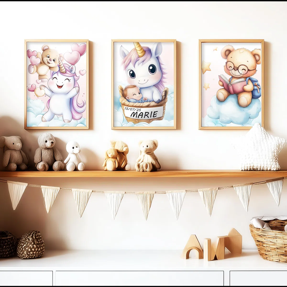 Générique Lot de 6 Affiches Murales Licorne – Posters Déco Chambre Fille | 1 Affiche personnalisable | Thème Licorne | Format A4 | Idée Cadeau Décoration Murale Enfant Bébé