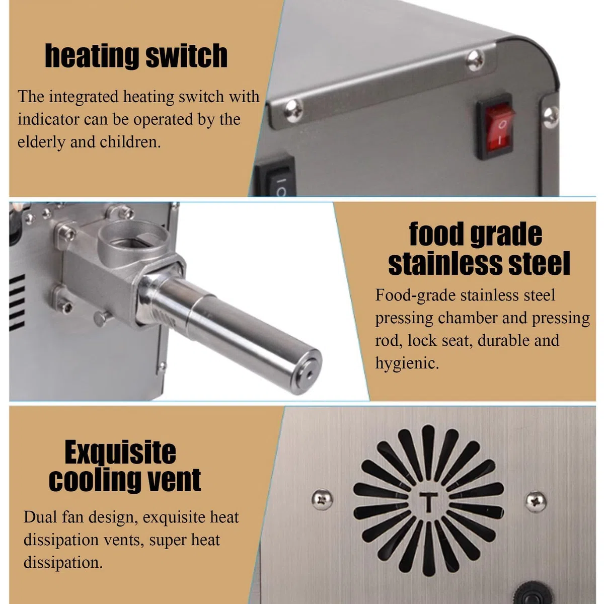 Presse à huile automatique commerciale de 1500 W, expulseur d'huile en acier inoxydable pour presse à froid/chaud, extracteur d'huile de qualité alimentaire (220 V)