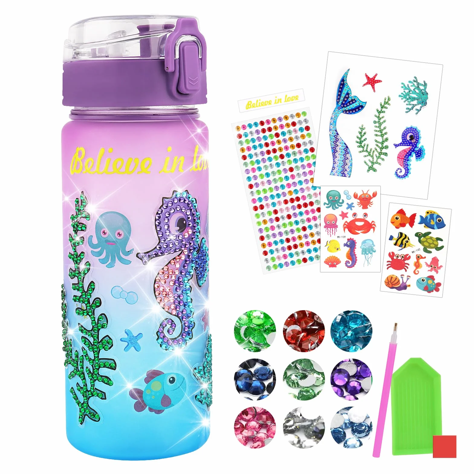 TNEDFOD Bouteille d'Eau Arts et Kits, Kit Décoration de Bouteille d'Eau pour Enfants 5-10 Ans