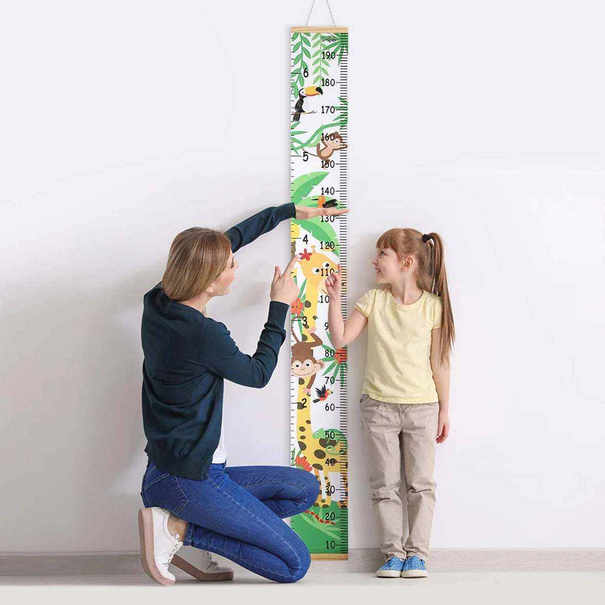 Bébé Toise Murale à Suspendre Règle pour Enfants, Toile Hauteur Règle de Mesure pour Décoration de Salle de Chambre D'enfant, 200cm x 20cm