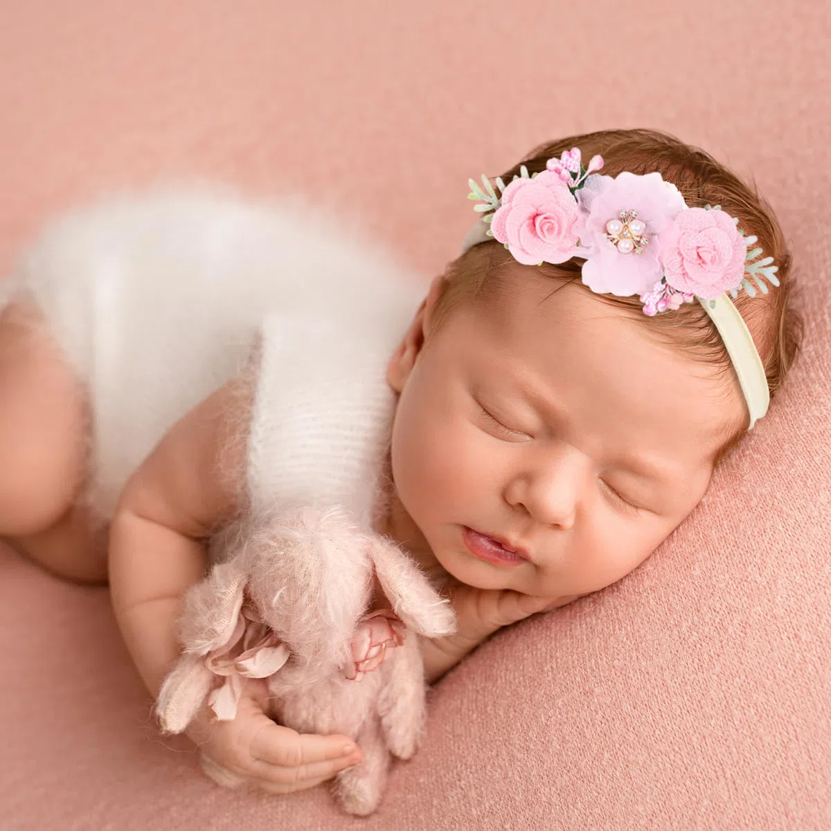 Lot de 3 bandeaux pour bébé fille, bandeaux pour fille avec ruban gros-grain, floraux en nylon pour bébé, tout-petits et accessoires pour cheveux nouveau-nés (rose)