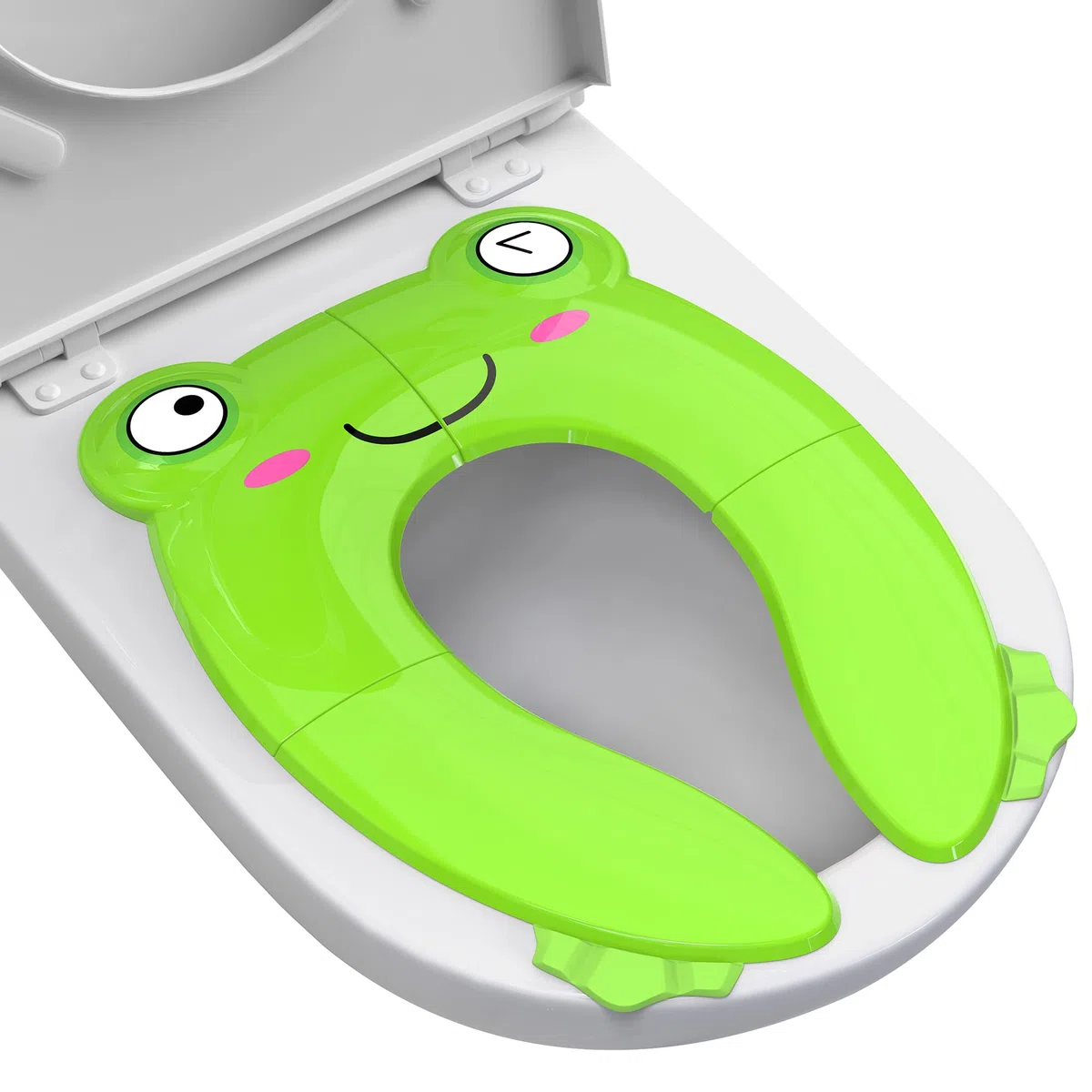 Maliton Reducteur Toilette Enfant,Reducteur Toilette Enfant Pliable,Peut êTre RéUtilisé Rehausseur Toilette Enfant,Formation AntidéRapante, Livré Avec Sac De Rangement -grenouille verte
