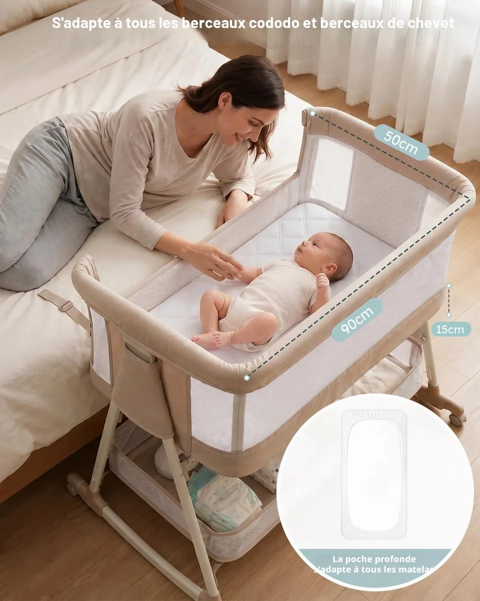 Yoofoss Protège Matelas Imperméable Bebe 50x90 Drap Housse Ajustable Protection de Matelas Bébé Amovible y Lavable pour Lit Berceau