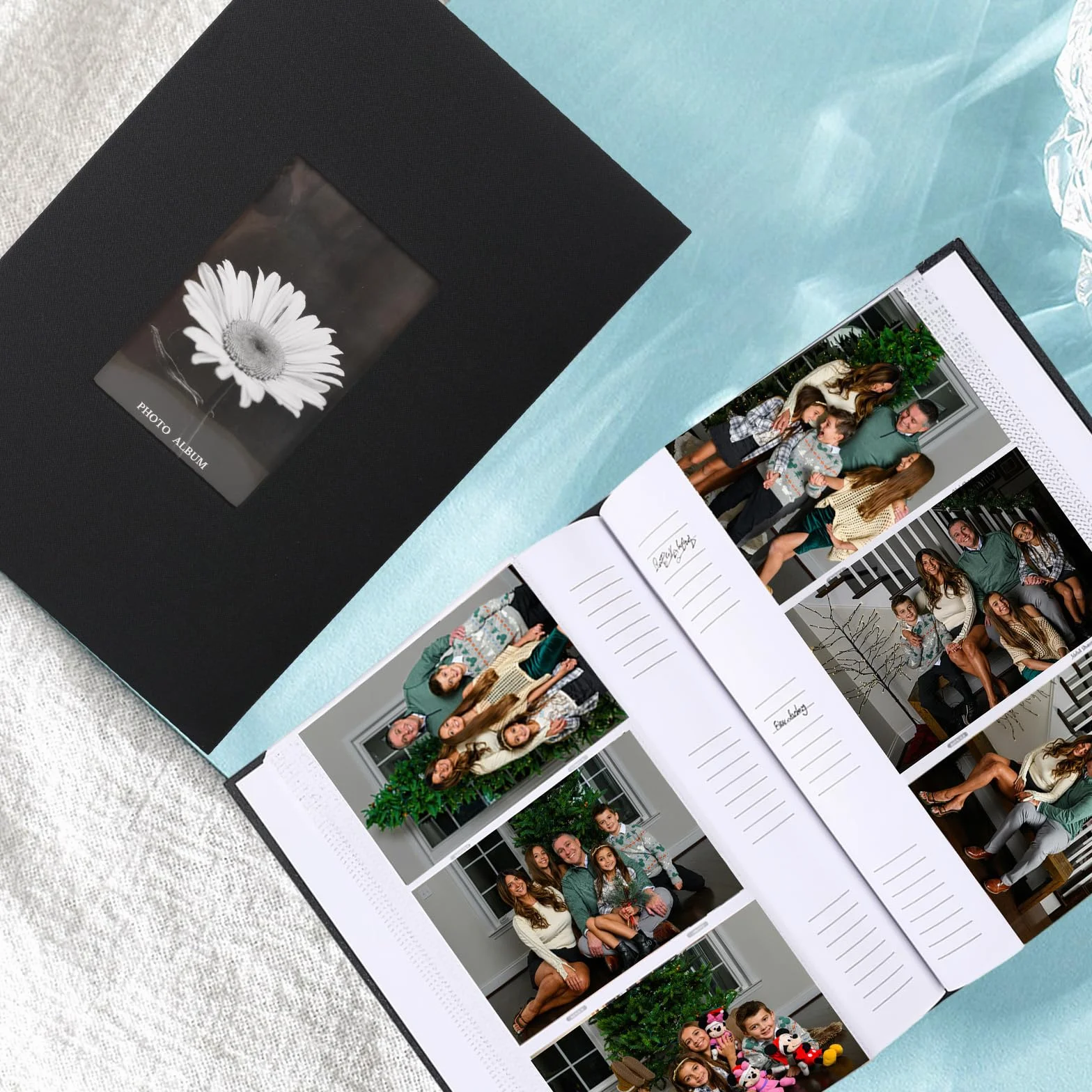 Album Photo 10x15 cm - 300 Photos, 50 Pages,Album Photo Vierge Couverture en Lin Noir avec Fenêtre Frontale et Espace d’Écriture - Idéal pour Enfants, Voyages, Famille, Bébé, Mariage.(Noir)