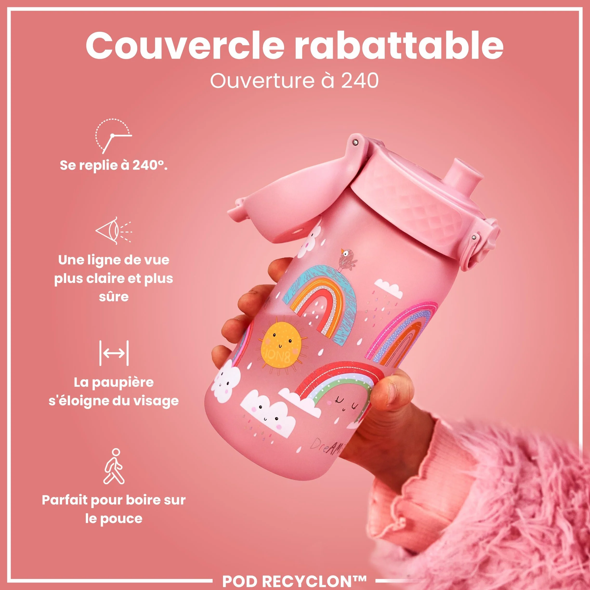 ION8 Gourde Enfant 350ml Anti-Fuite Sans BPA Lavable Lave-Vaisselle