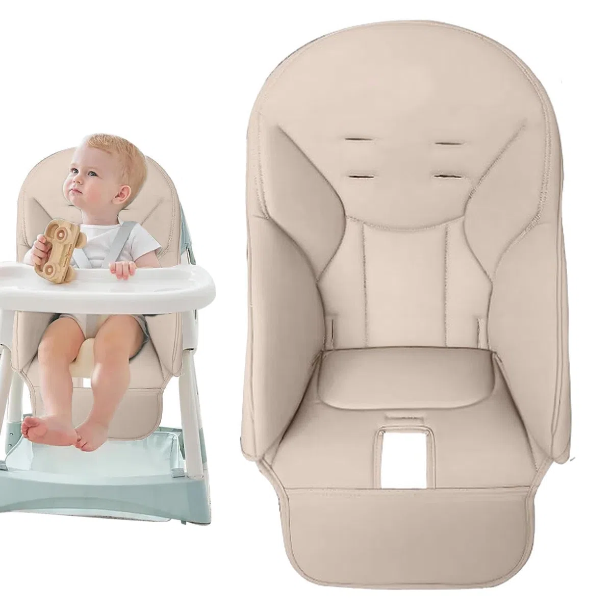 Chaise Haute en Cuir PU pour Bébé, Housse Chaise Haute Confortable et Respirante pour Les Enfants à Manger