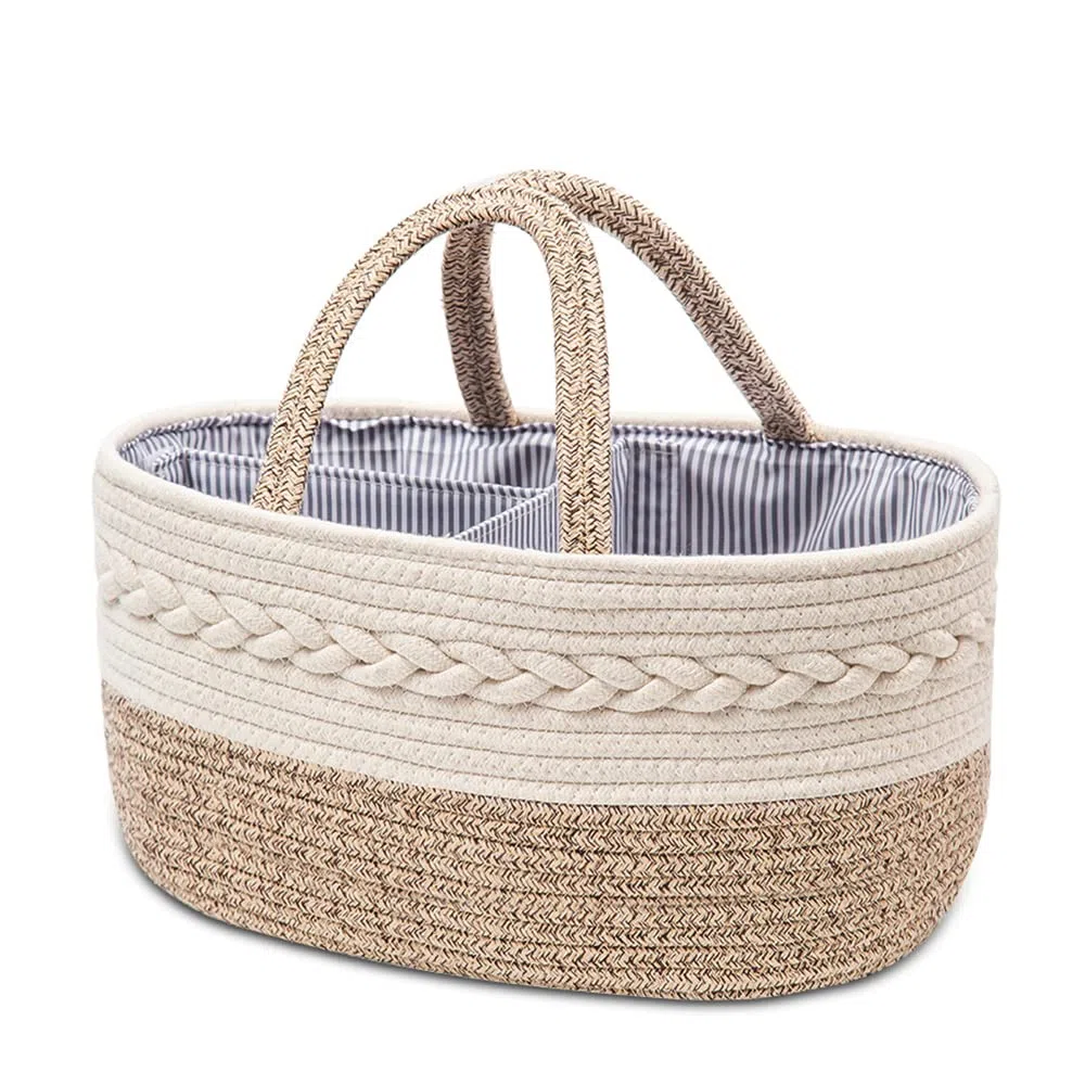 Angelkiss Boîte à couches multifonction pour bébé, sac à couches portable en plein air, sac de rangement en corde de coton, panier de rangement pour couches de bébé