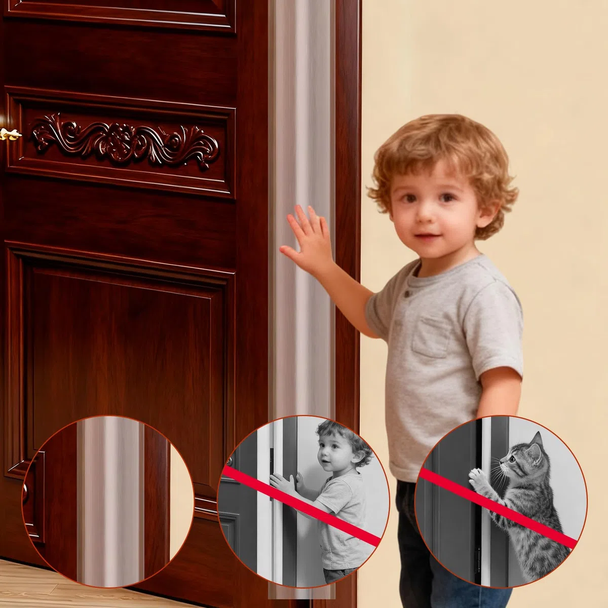 4 PCS Protège Pincement Porte 17x120CM Porte Anti Pince Doigts Crèche Bande Protection Porte Anti Pincement Porte Charnière Garde Bébé Enfants Animaux Maternelle Salle Classe