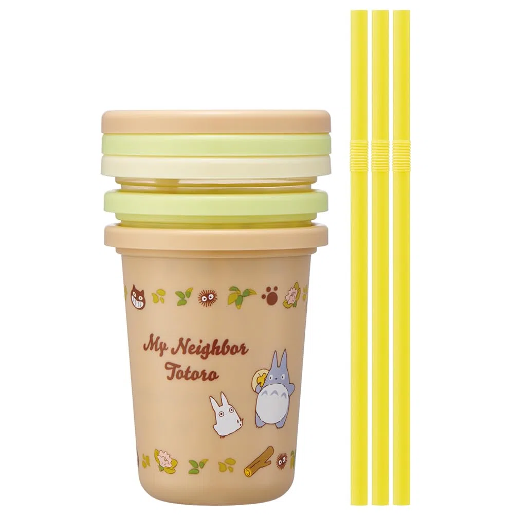 Skater SIH2ST-A Tumbler with Straw, 8.1 FL oz (230 ML), 3 Pieces, My Neighbor Totoro Cat Bus, Studio Ghibli, Made in Japan
