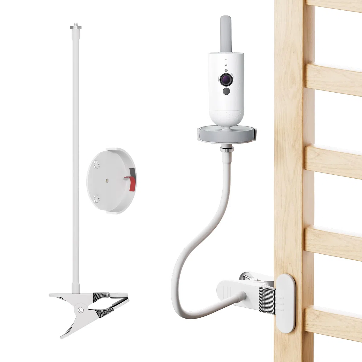 Support de caméra pour bébé, compatible avec Philips Avent SCD923/26, SCD921/26, SCD643/26, SCD951/26 - Support flexible pour appareil photo sans perçage - Montage facile pour lit d'enfant et étagère