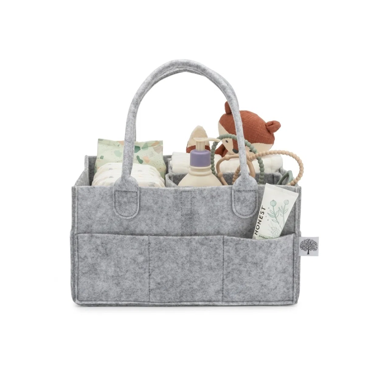 Parker Baby Panier à langer pour bébé, bac de rangement pour chambre d'enfant et organisateur de voiture, pour couches et lingettes pour bébé, gris, standard