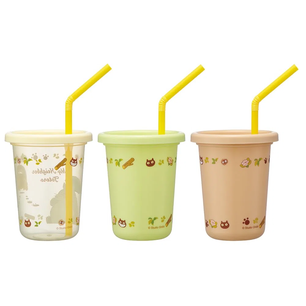 Skater SIH2ST-A Tumbler with Straw, 8.1 FL oz (230 ML), 3 Pieces, My Neighbor Totoro Cat Bus, Studio Ghibli, Made in Japan