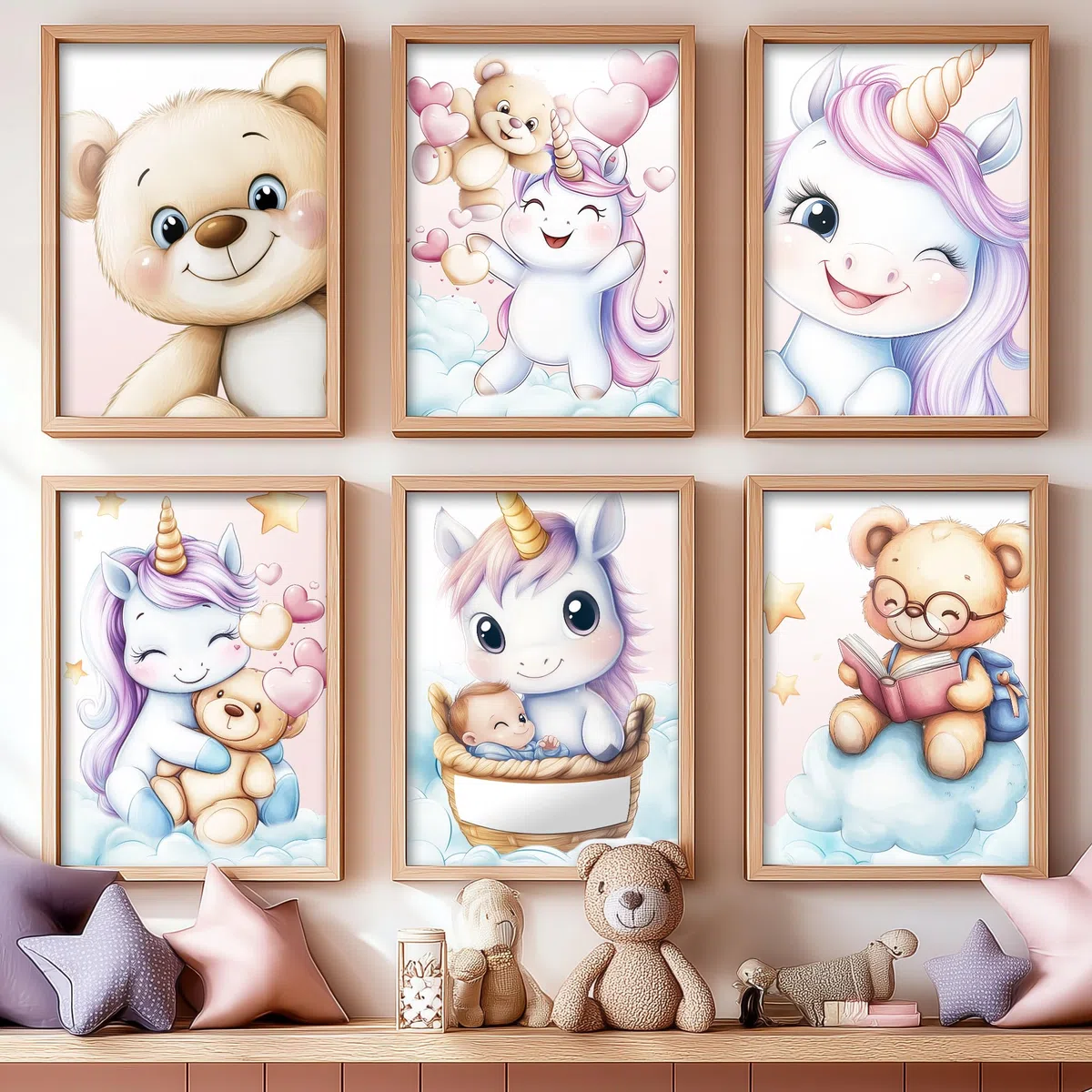 Générique Lot de 6 Affiches Murales Licorne – Posters Déco Chambre Fille | 1 Affiche personnalisable | Thème Licorne | Format A4 | Idée Cadeau Décoration Murale Enfant Bébé