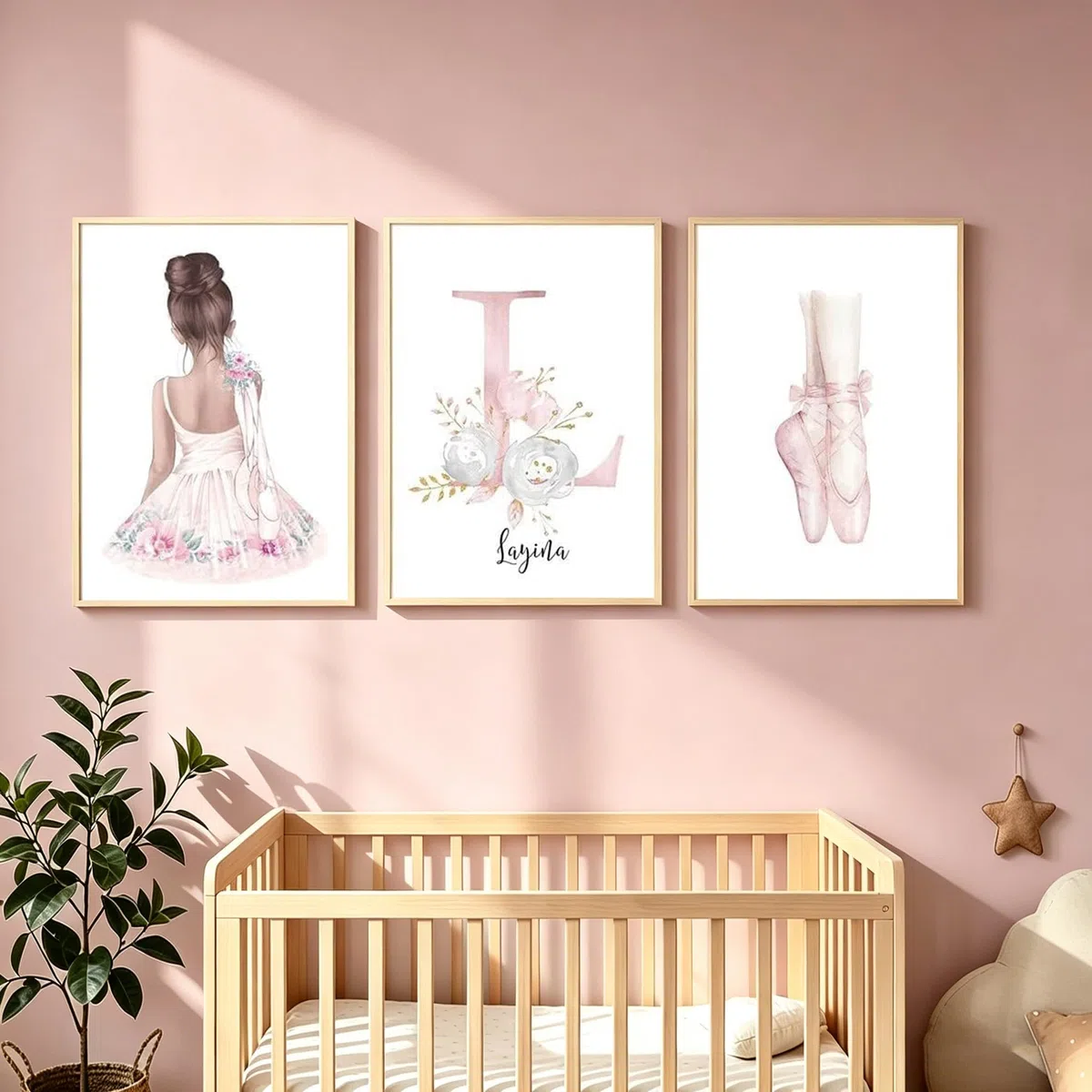 Youihom Lot de 3 Tableau Prenom Personnalisable Toile Affiche Fille Deco Chambre Poster 30x40 Decoration Murale Cadeau pour Bebe Enfant sans Cadre (YHH011-30x40cm)