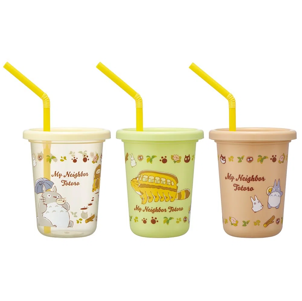 Skater SIH2ST-A Tumbler with Straw, 8.1 FL oz (230 ML), 3 Pieces, My Neighbor Totoro Cat Bus, Studio Ghibli, Made in Japan