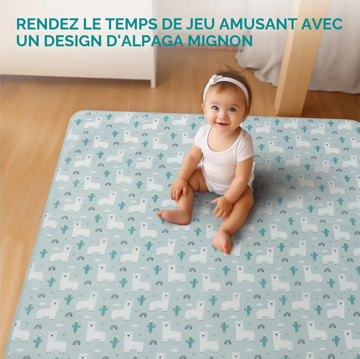 Navaris Tapis pour chaise haute bébé - Housse protection du sol 110 x 110 cm en polyester et silicone - Tapis impermeable bebe anti éclaboussures