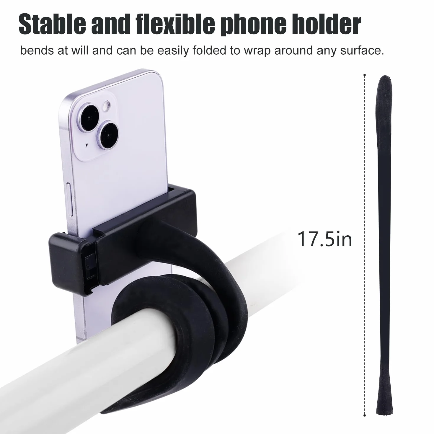 Support Téléphone pour Poussette, Flexible Support pour Téléphone Portable avec Poignée de Bras Antidérapante Alliage Souple GoPro Pince Téléphone pour Poussette Bureau Guidon