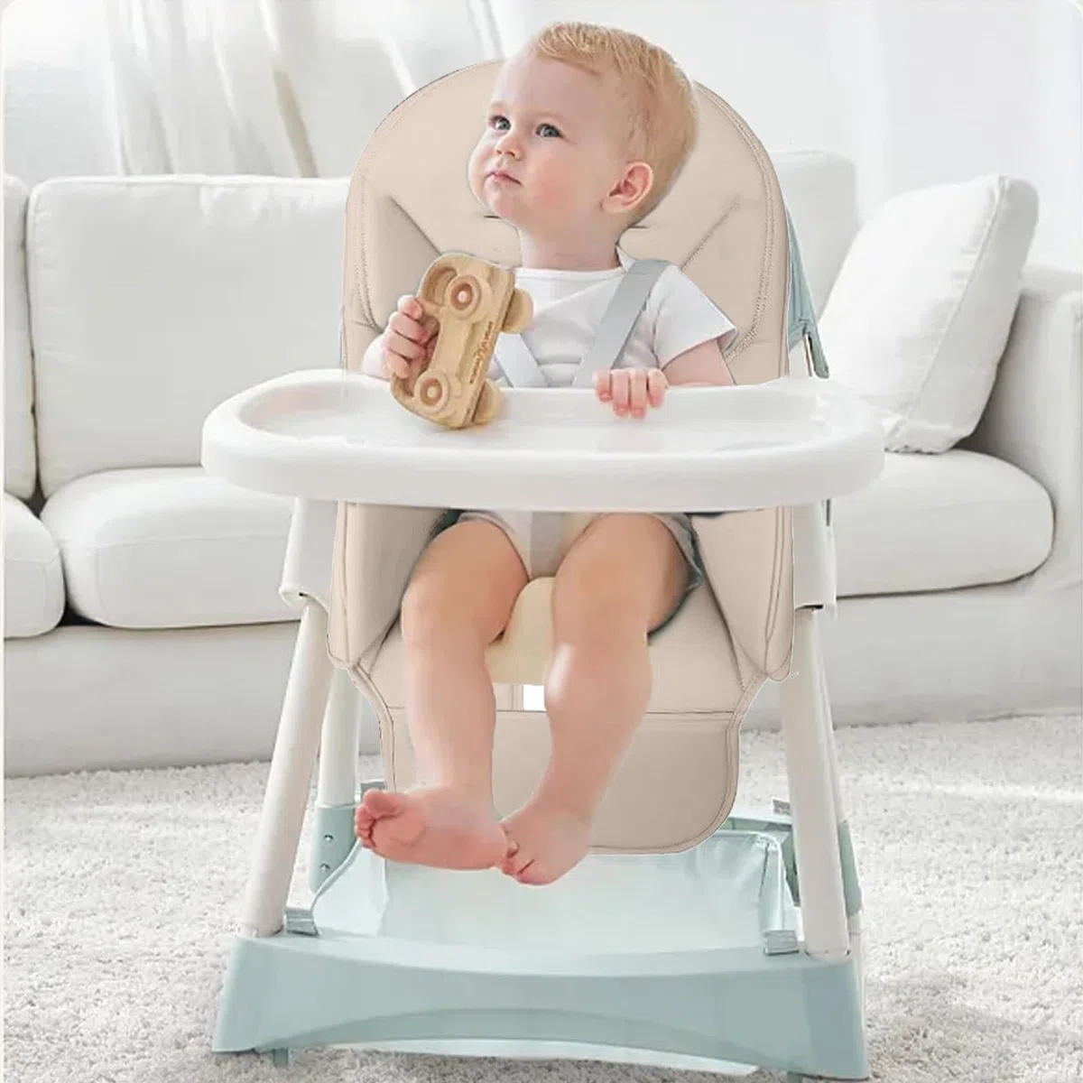 Chaise Haute en Cuir PU pour Bébé, Housse Chaise Haute Confortable et Respirante pour Les Enfants à Manger