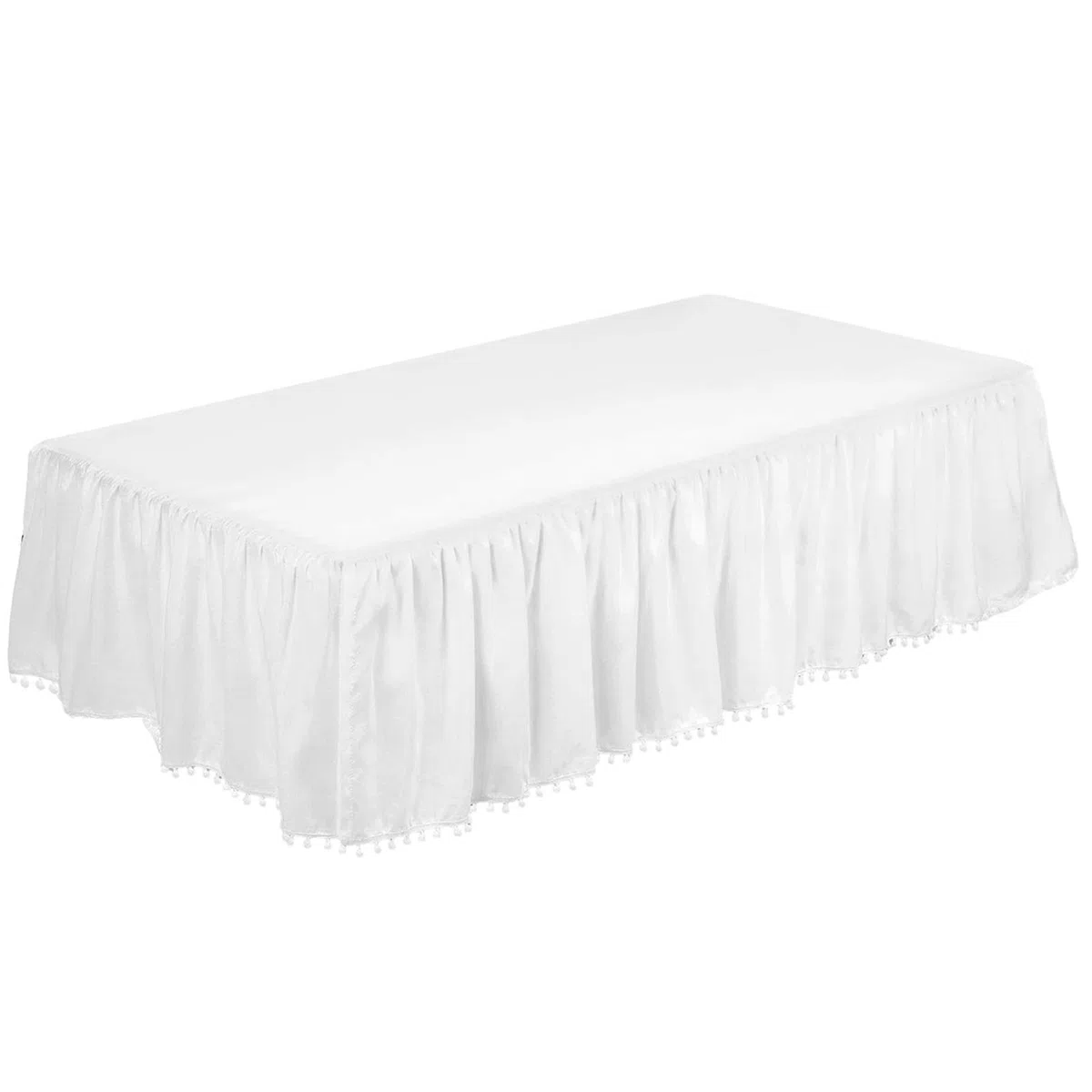 Jupe De Lit Pour Bébé – Minii Jupe De Literie Pour Berceau | Petite Literie Pour Berceau | Jupe De Berceau À Volants Avec Pompons | Jupes De Literie En Microfibre Pour Bébés Garçons Et Filles, Aspect