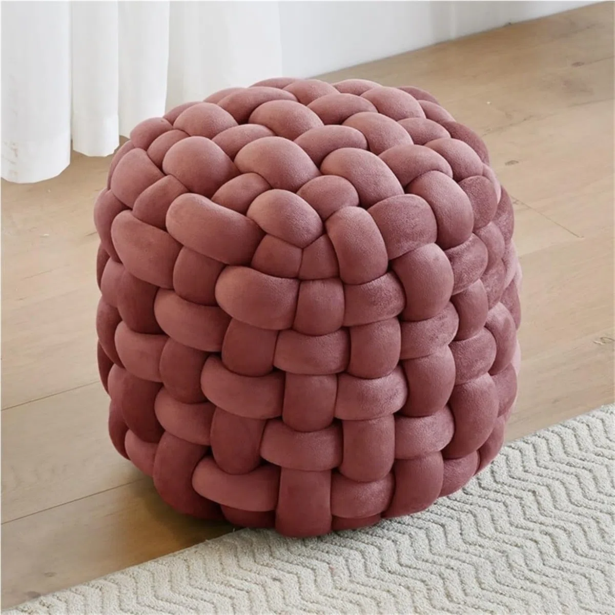Tabouret ottoman noué, tissé à la main, siège décoratif doux pour salon, chambre à coucher et chambre d'enfant