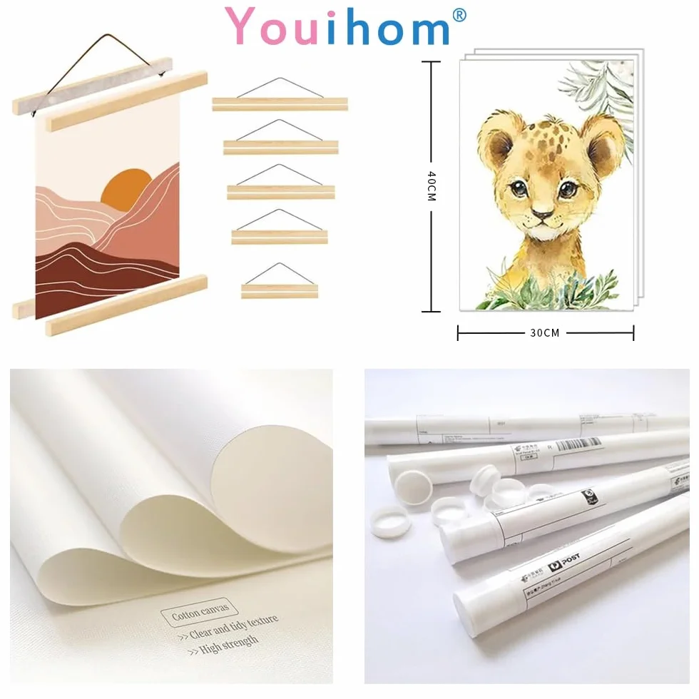 Youihom Lot de 3 Tableau Prenom Personnalisable Toile Affiche Fille Deco Chambre Poster 30x40 Decoration Murale Cadeau pour Bebe Enfant sans Cadre (YHH011-30x40cm)