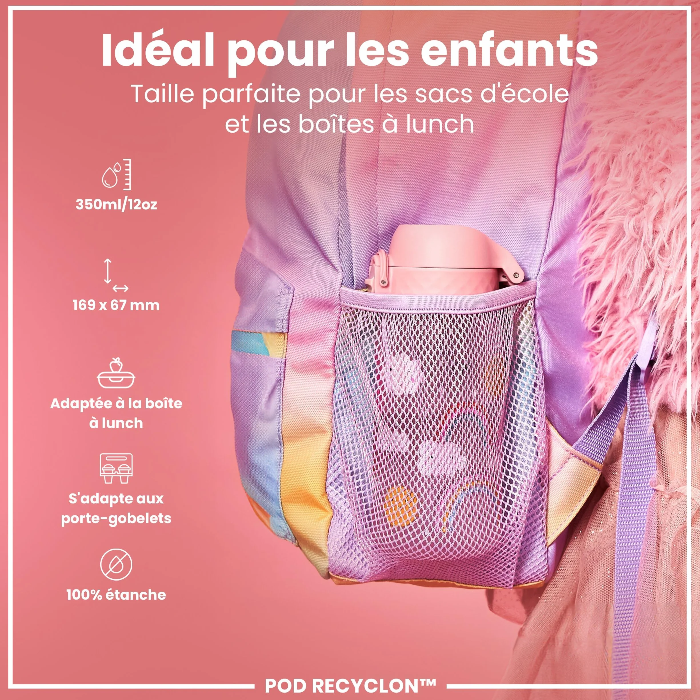 ION8 Gourde Enfant 350ml Anti-Fuite Sans BPA Lavable Lave-Vaisselle